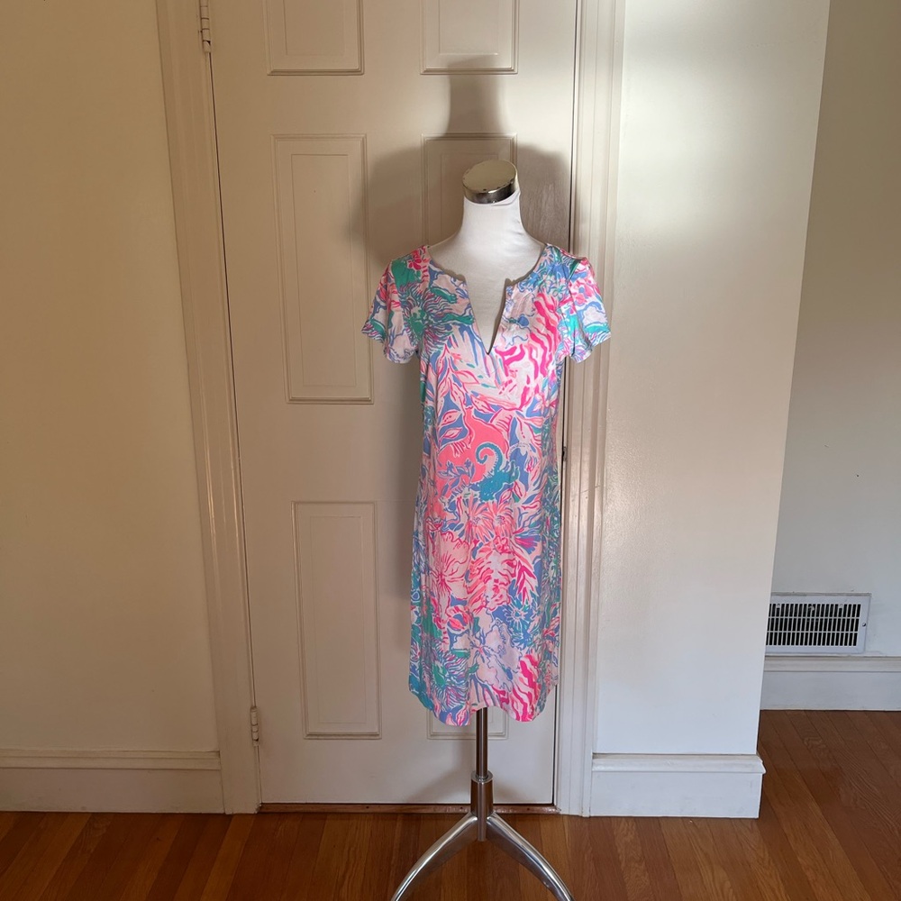 Lilly Pulitzer V Neck Short Sleeve Dress Sz M